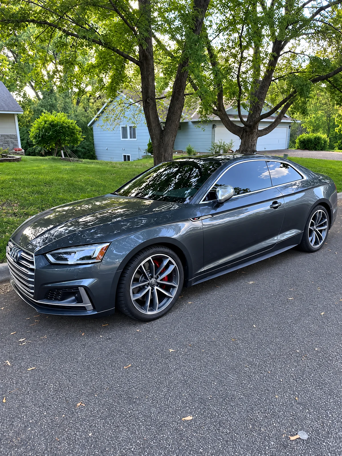 Gray Audi A5 Coupe with tinted windows